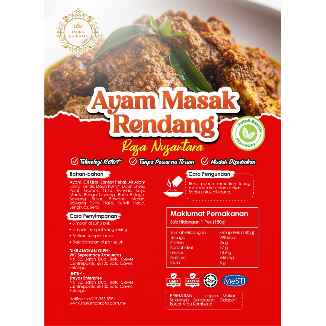 Ayam Masak Rendang RTE |Indra Mahkota